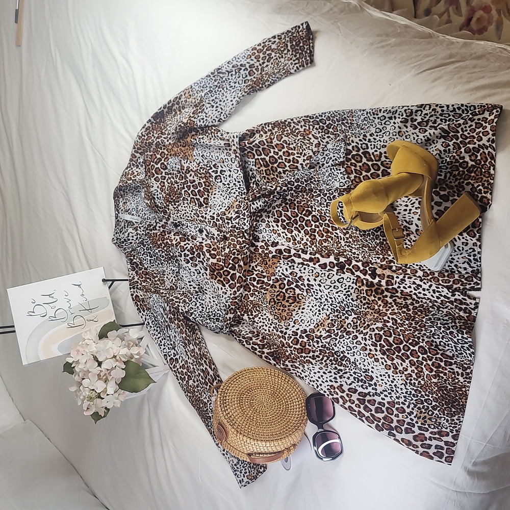 Leopard Print Shirtdress Business Casual Office Wear Resort wear elegant wear - Picture 5 of 9